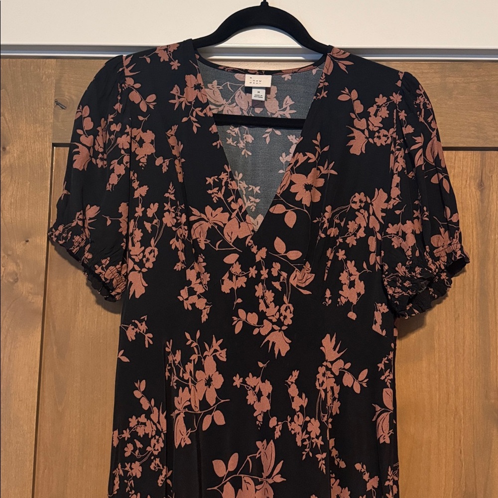 EUC A new day floral Maxi dress Womens M puff sleeve mermaid V Neck career Work - Picture 4 of 13